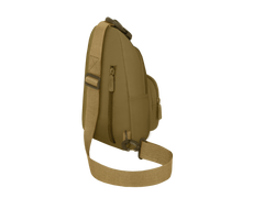 Tan shoulder bag on a white background