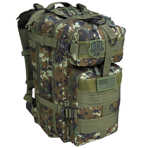 Shadow Gear SG702 Summit 28L Tactical MOLLE Rucksack in Green ACU - angle view
